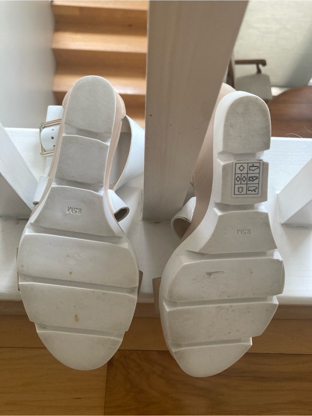 Wedge Sandals in White and Nude - Women's Platform Wedges - Picture 6 of 6
